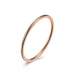 BCughia Ring Women, Ehering Roségold Edelstahl 1 Mm Dünn Vintage Ringe Punk Freundin Größe 54(17.2) von BCughia