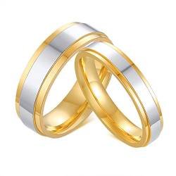 BCughia Ringe Frauen Freundschaft, Partnerringe Edelstahl Silber Gold Ring Schmuck Silberner Goldring 4mm 6mm Damengröße 60 (19.1), Herrengröße 60 (19.1) von BCughia