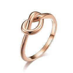 BCughia Ringe Frauen Hochzeit, Ehering Roségold Edelstahl Knoten Zarter Ring Hochzeit Frauen Geschenk Größe 65(20.7) von BCughia