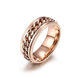 BCughia Ringe Jungs, Ring Hochzeit Roségold Edelstahl Kubanischer Gliederring Eheringe Jubiläum Geschenke Männer Größe 65(20.7) von BCughia