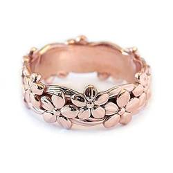 BCughia Verlobungsring Paar Rosegold, Ehering Ohne Stein No Gemstone Rosengoldbeschichtet Blume Verlobung Engagement Damen Ring 57 von BCughia