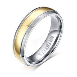 BCughia Verlobungsringe, Männer Ringe Verlobung Stahl Gold Rostfreier Stahl Einfaches Ringdesign Hochzeit Ringe Herren Größe 54(17.2) von BCughia