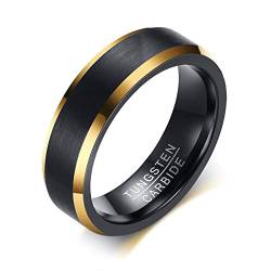 BCughia Vintage Ringe, Tungsten Ring Herren Schwarzes Gold Wolfram Einfaches Ringdesign Versprechen Ringe Herren Größe 57(18.1) von BCughia