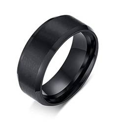 BCughia Zarter Ring, Prettique Ring Schwarz Rostfreier Stahl Valentinstag Ringe Herren Größe 65(20.7) von BCughia