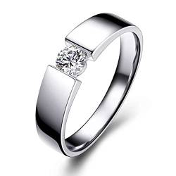 Ehering Männer, Ringe Vintage Silber 18 Karat Weißgold F G 0.4ct Diamant Runden Ring Verlobung Geschenke Größe 50 (15.9) von BCughia