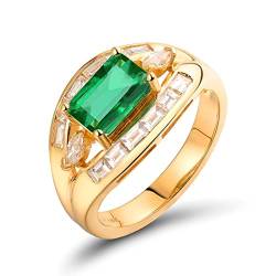Eheringe 18 Karat Gold, Prettique Ring Gold Grün 1,45 ct Smaragd Rechteckig mit 0,82 ct Diamanten Ring Heiratsantrag Geschenke Größe 52 (16.6) von BCughia
