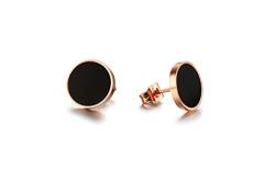 Mädchen Ohrringe, Ohr Titan Roségold Schwarz Acryl Ohrstecker Ohringe Engagement Geschenk 8mm von BCughia