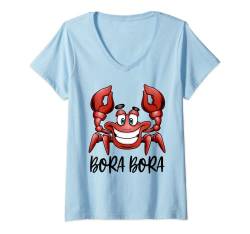 Damen Bora Bora Beach Familienurlaub Gruppenreise Krabbe T-Shirt mit V-Ausschnitt von BDAZ