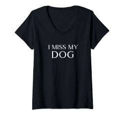 Damen Gedenktafel mit Aufschrift "I Miss My Dog" T-Shirt mit V-Ausschnitt von BDAZ