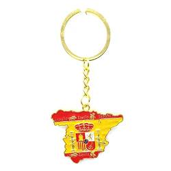 BDM Originaler Schlüsselanhänger aus Metall mit Gravur von Spanien in Buchstaben Nationalflagge, für Männer oder Frauen. von BDM
