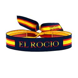 BDM Stoffarmband für Männer oder Frauen mit der Virgen del Rocío und der andalusischen Flagge. Auf Jede Größe einstellbar. von BDM