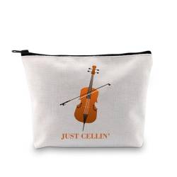 BDPWSS Cello Geschenk Cello Player Geschenk Cello Musik Lehrer Geschenke Just Cellin' Lustige Cello Make-up Tasche Cellist Musiker Geschenk, Nur Zelltasche, modisch von BDPWSS