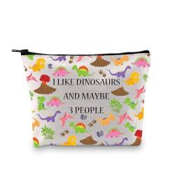 BDPWSS Dinosaurier-Liebhaber, Geschenke für Frauen, Dinosaurier-Fans, Geschenke mit Aufschrift "I Like Dinosaurs And Maybe 3 Personen", Dinosaurier-Make-up-Tasche, Tasche wie Dinosaurier, modisch von BDPWSS