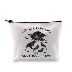 BDPWSS Make-up-Tasche mit Krähen-Motiv, lustiges Geschenk für Vogelliebhaber, Raben-Geschenk, mit Aufschrift "Yes I Really Do Need All These Crows", Brauchen Sie diese Krähentasche, modisch von BDPWSS