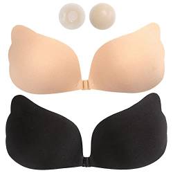 2 Pcs Klebe BH Push up,Trägerloser BH, Rückenfreier BH,unsichtbarer Klebe BH, Selbstklebender BH mit Nippli,Haut-Freundliche BH trägerlos,Strapless Bra Sticky Bra (A) von BDSMYEE