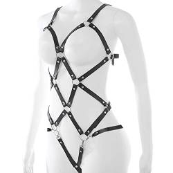 BDSMYEE Damen Gothic Leder Harness,Punk Brustgurte Cupless Lingerie,Festival Dessous Corset Latex Kleidung sexy unterwäsche Dessous Gothic Punk erotische sexy Kleidung für Damen (F) von BDSMYEE