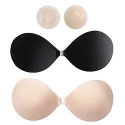 1 Paar Unsichtbarer Push Up Klebe BH,Rückenfrei BH mit Nippel Cover,Wiederverwendbare Haut Freundlich Trägerlosen BH für Rückenfreies Kleid, Ballkleider, Brautkleider (Cup D = 85C/75D/80D/85D) von BDSMYOU