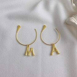 BDUBZ Ohrring Damen-Ohrring S925 Sterling Silber Ohrringe Femininer Stil Übertriebene Gold Große Ohrringe Leichte Buchstaben-Ohrringe von BDUBZ
