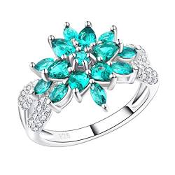 BDUBZ Romantischer Ring aus Sterlingsilber mit grünen und floralen Edelsteinen, eleganter Ring aus S925-Sterlingsilber für Frauen mit Edelsteinen. von BDUBZ