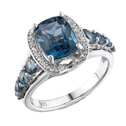 BDUBZ Vintage-Ring aus Sterlingsilber mit blauem Topas, eleganter Ring aus S925-Sterlingsilber für Frauen mit Edelsteinen. von BDUBZ