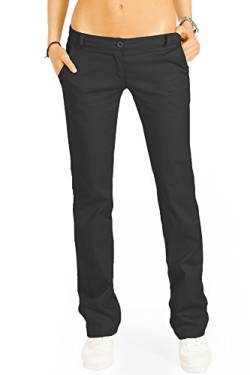 Bestyledberlin Elegante Damen Chino, Schicke Regular Fit Stoffhosen, Ausgestellte Sommer Hosen j20k 40/L schwarz von BE STYLED