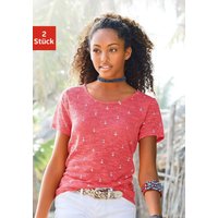 Große Größen: T-Shirt, rot+creme, Gr.40/42-48/50 von BEACH TIME