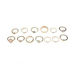 BEAHING Boho Knuckle Rings stapelbare Ringe Vintage Kristallgelenk Knöchel Ring Set für Frauen und Mädchen golden 13pcs, Legierungsring -Set von BEAHING