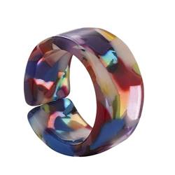BEAHING Harzringe klobige Retro -Ringe verstellbare Öffnungsringe für Frauen Mädchen farbenfrohe, harz klobige runde Ringe von BEAHING
