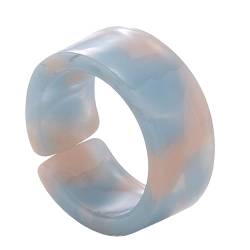 BEAHING Harzringe klobige Retro -Ringe verstellbare Öffnungsringe für Frauen Mädchen weiß blau, harzklobige runde Ringe von BEAHING