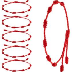 BEAHING Sommerschnur Armbänder Rot Armband Rotes Kabelarmband Einstellbare Kabbala Red Knot String Armband Amulett zum Schutz, böser Auge und viel Glück für Freundschaft 6 Stücke, von BEAHING