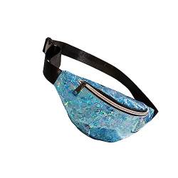 BEALIFE Damen Gürteltasche Polyester Futter Ersatz Stilvoll Modisch Glänzend Verstellbarer Riemen Mädchen Datenkabel Tasche Handtasche, Blau von BEALIFE