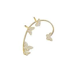 BEALIFE Edle Silberohrringe für Frauen, einzigartig für den persönlichen Stil, stilvolle Stern Ohrhörer ohne Ohrlöcher, Ohrclips, Gold (Links) von BEALIFE
