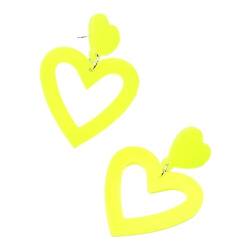 BEALIFE Liebesherz Ohrringe, stilvoll und vielseitig, leicht und einfach zu tragen, Liebesherz förmige Ohrringe, Harz Acryl Ohrringe, Gelb von BEALIFE