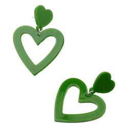 BEALIFE Liebesherz Ohrringe, stilvoll und vielseitig, leicht und einfach zu tragen, Liebesherz förmige Ohrringe, Harz Acryl Ohrringe, Grün von BEALIFE