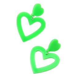 BEALIFE Liebesherz Ohrringe, stilvoll und vielseitig, leicht und einfach zu tragen, Liebesherz förmige Ohrringe, Harz Acryl Ohrringe, Leuchtendes Grün von BEALIFE