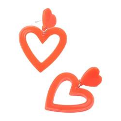 BEALIFE Liebesherz Ohrringe, stilvoll und vielseitig, leicht und einfach zu tragen, Liebesherz förmige Ohrringe, Harz Acryl Ohrringe, Orange von BEALIFE