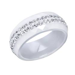 BEALIFE Vielseitiger Keramik Ehering für modische Frauen, 8 mm breite Ringe für Hochzeit, Keramik Ringe für Frauen, Keramik Ring, Weiß, Größe 9 von BEALIFE