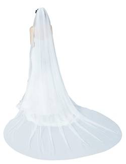 BEAUTELICATE Brautschleier Hochzeit Schleier für die Braut Einlagiger Weicher Tüll Schleier mit Metallkamm Braut liefert Weiß 300cm(118") W * 300cm(118") L Kurbelkante von BEAUTELICATE