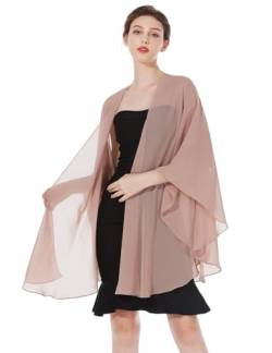 BEAUTELICATE Chiffon Schal Stola Bolero Damen Für Abendkleid Festlich Hochzeit Braut Frühling Sommer Jacke (Dusty Pink,Einheitsgröße) von BEAUTELICATE