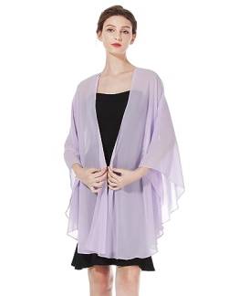 BEAUTELICATE Chiffon Schal Stola Bolero Damen Für Abendkleid Festlich Hochzeit Braut Frühling Sommer Jacke (Lilac,Einheitsgröße) von BEAUTELICATE