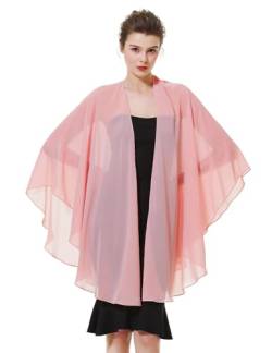 BEAUTELICATE Chiffon Schal Stola Bolero Damen Für Abendkleid Festlich Hochzeit Braut Frühling Sommer Jacke Ballett-Rosa Einheitsgröße von BEAUTELICATE