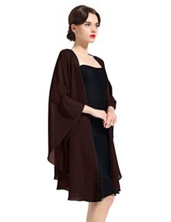 BEAUTELICATE Chiffon Schal Stola Bolero Damen Für Abendkleid Festlich Hochzeit Braut Frühling Sommer Jacke Cocoa,Einheitsgröße von BEAUTELICATE