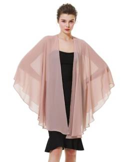 BEAUTELICATE Chiffon Schal Stola Bolero Damen Für Abendkleid Festlich Hochzeit Braut Frühling Sommer Jacke Dusty Rose,Einheitsgröße von BEAUTELICATE