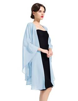 BEAUTELICATE Chiffon Schal Stola Bolero Damen Für Abendkleid Festlich Hochzeit Braut Frühling Sommer Jacke Hellblau,Einheitsgröße von BEAUTELICATE