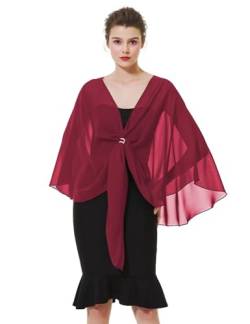 BEAUTELICATE Chiffon Schal Stola Bolero Damen Für Abendkleid Festlich Hochzeit Braut Frühling Sommer in Verschiedenen Farben - Burgunder Rot - Gr. Einheitsgröße von BEAUTELICATE