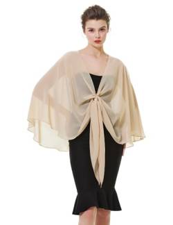 BEAUTELICATE Chiffon Schal Stola Bolero Damen Für Abendkleid Festlich Hochzeit Braut Frühling Sommer in Verschiedenen Farben - Champagner - Gr. Einheitsgröße von BEAUTELICATE