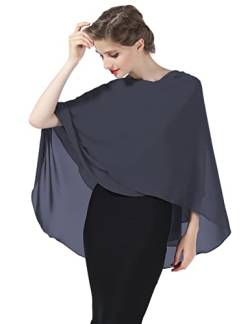 BEAUTELICATE Chiffon Schal Stola Bolero Damen Für Abendkleid Festlich Hochzeit Braut Frühling Sommer in Verschiedenen Farben - Dunkelgrau - Gr. Einheitsgröße von BEAUTELICATE