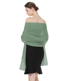 BEAUTELICATE Chiffon Schal Stola Damen Festlich Elegante Tücher Schultertuch Stola für Abendkleider Braut Festlich Sommer Hochzeits (Jade-grün) von BEAUTELICATE