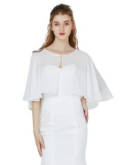 BEAUTELICATE Chiffon Stola Damen Festlich Chiffon Schal Cape Bolero Strickjacke für Hochzeit Braut Abendkleid Brautkleid Sommer (Kurzer Stil - Elfenbein) von BEAUTELICATE