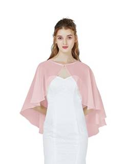 BEAUTELICATE Chiffon Stola Damen Festlich Chiffon Schal Cape Bolero Strickjacke für Hochzeit Braut Abendkleid Brautkleid Sommer (Kurzer Stil - Elfenbein) von BEAUTELICATE